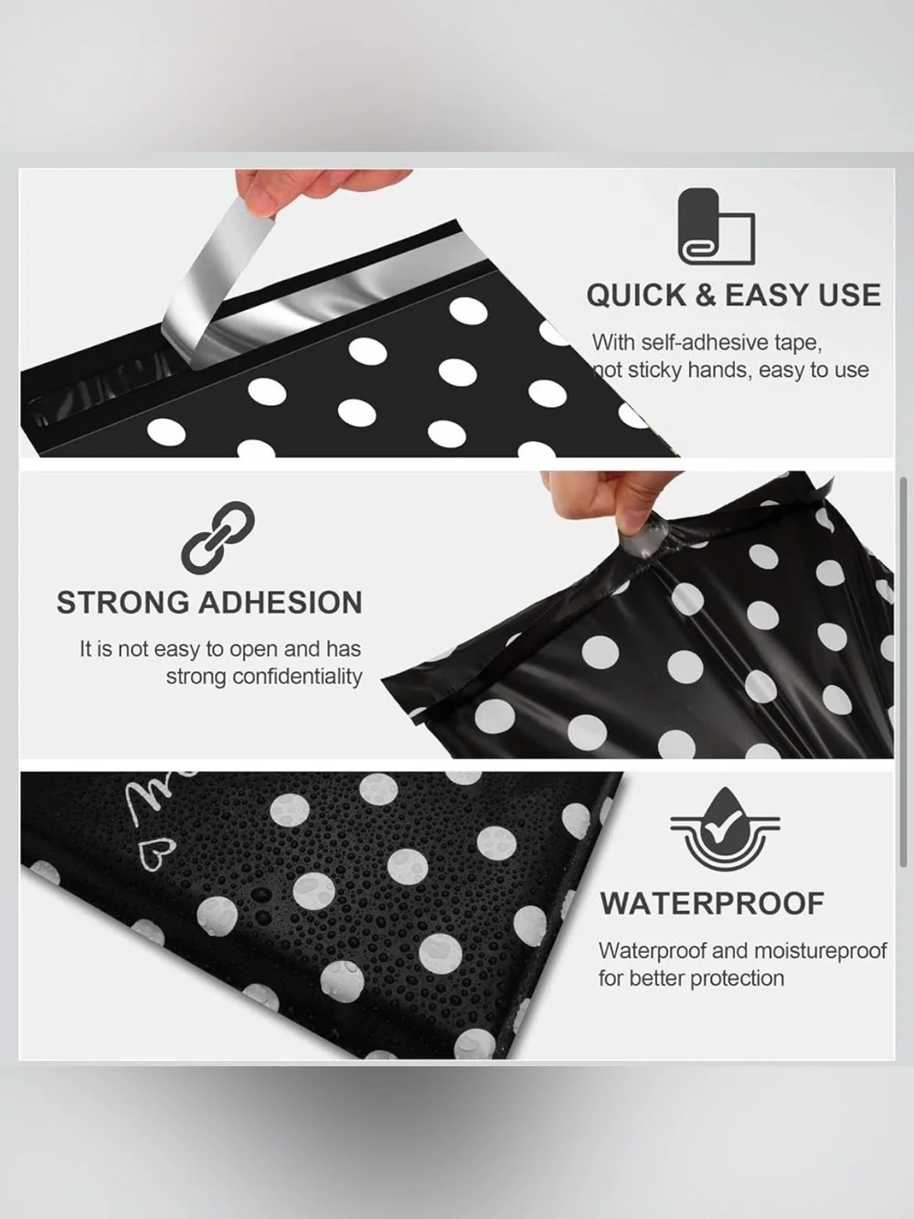 Set of 25 10”x13” Thank You Polka Dot Polymailers